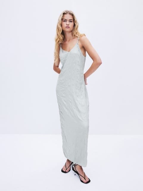 H&M Twist-Detail Crinkled Satin Maxi Dresses