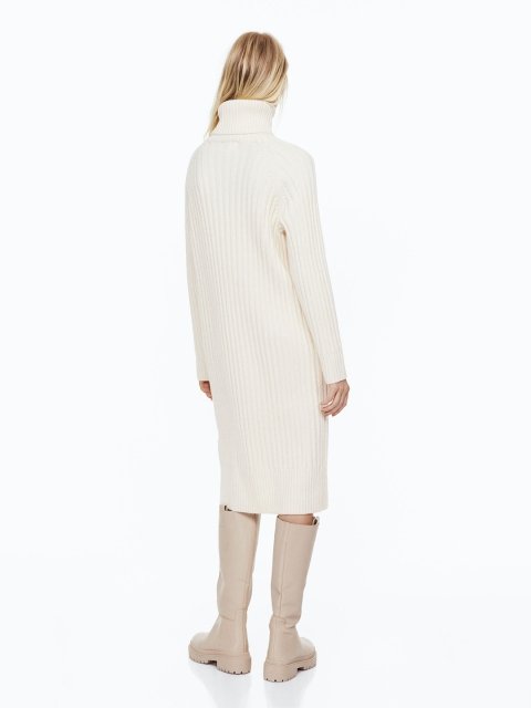 H&M White Polo-Neck Dress