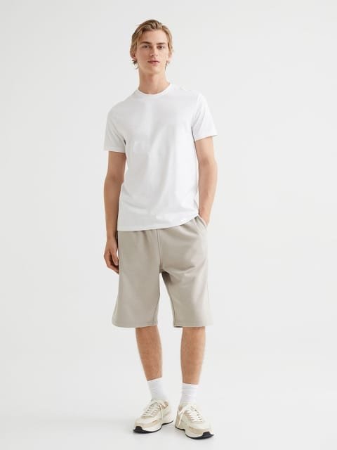 H&M White Slim Fit Pima Cotton T-Shirt