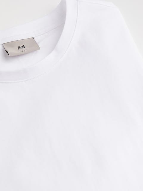 H&M White Slim Fit Pima Cotton T-Shirt