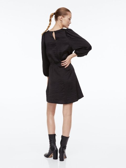 H&M Women Balloon-Sleeved Crinkled Dress