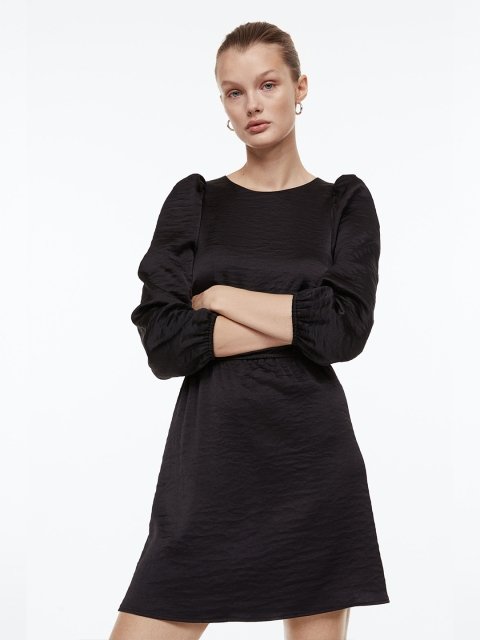 H&M Women Balloon-Sleeved Crinkled Dress