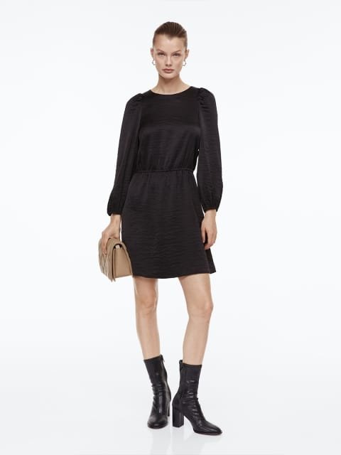 H&M Women Balloon-Sleeved Crinkled Dress