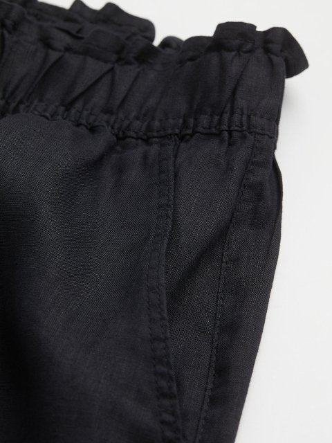 H&M Women Black Ankle-length Linen Trousers