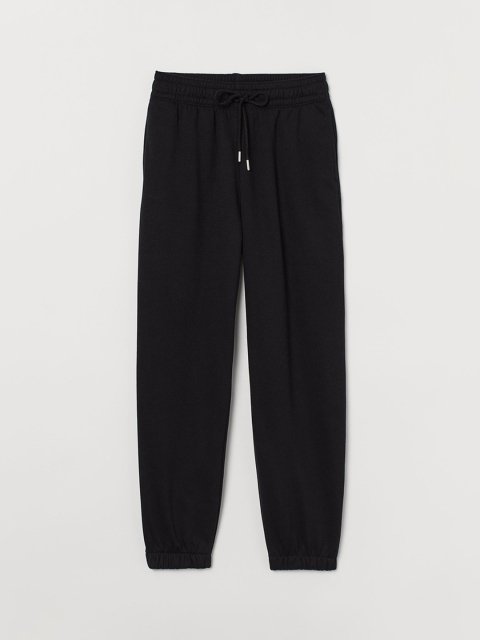 H&M Women Black Cotton-Blend Sweatpants