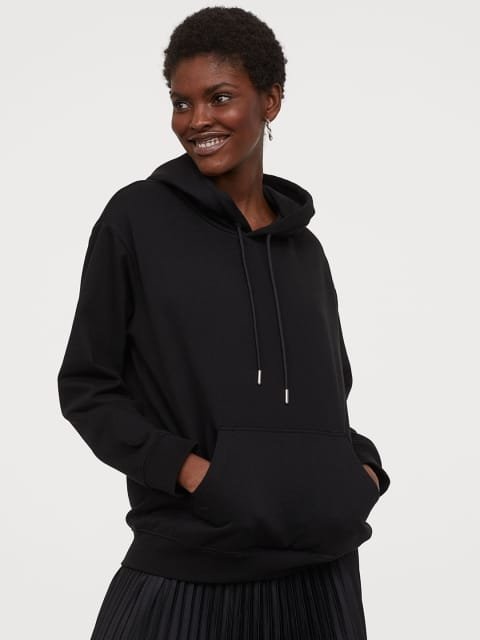 H&M Women Black Hooded Top