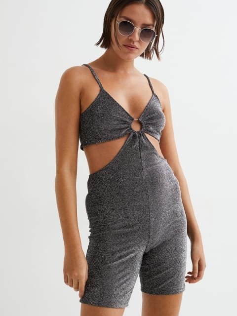 H&M Women Black Jersey playsuit