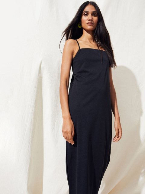 H&M Women Black Jersey Slip Dress