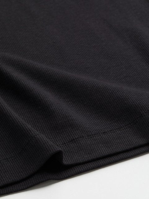 H&M Women Black Ribbed Modal-Blend Top