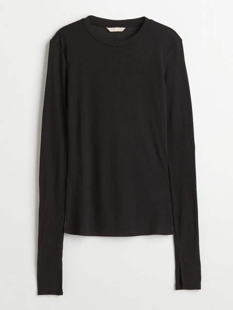 H&M Women Black Ribbed top