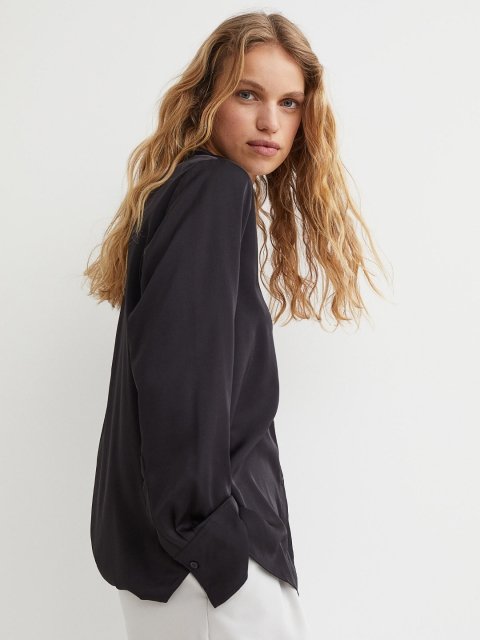 H&M Women Black V-Neck Blouse
