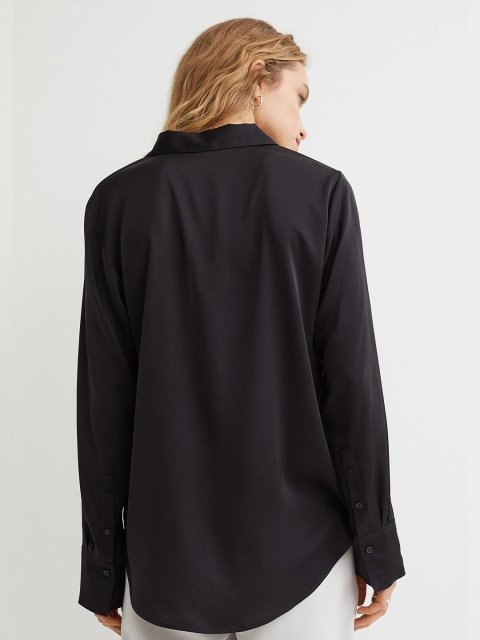 H&M Women Black V-Neck Blouse