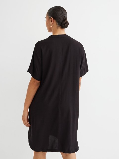 H&M Women Black V-Neck Dress