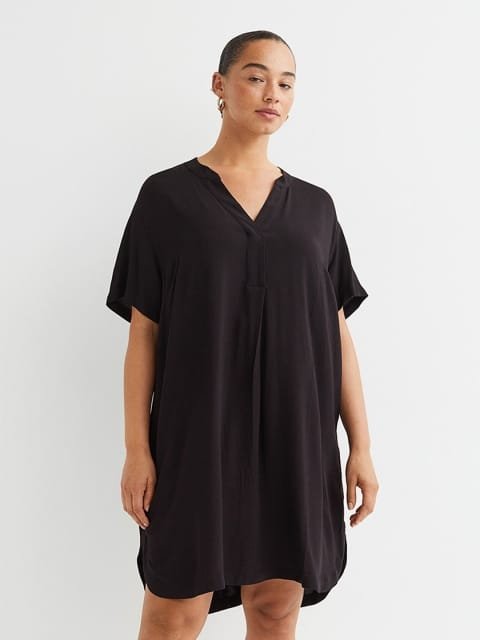 H&M Women Black V-Neck Dress