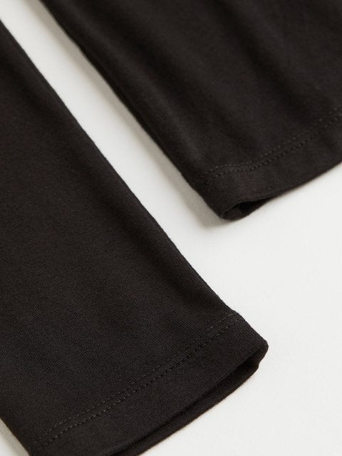 H&M Women Black Viscose Polo-Neck Top