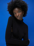 H&M Women Black Viscose Polo-Neck Top