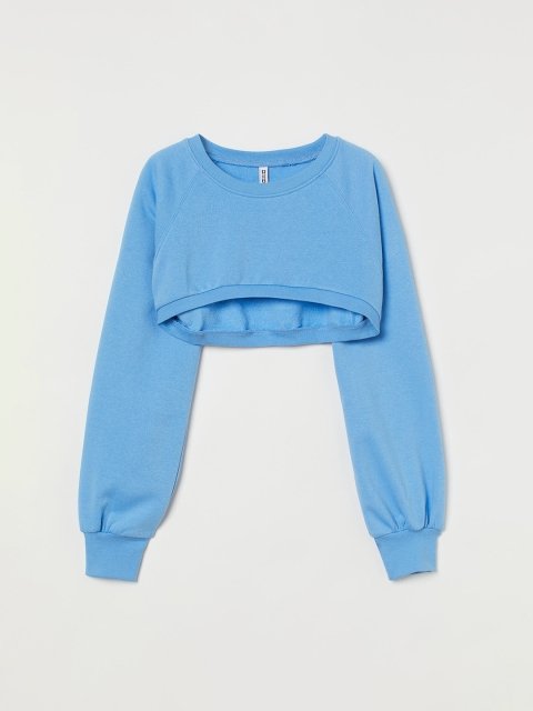 H&M Women Blue Cropped sweatshirt
