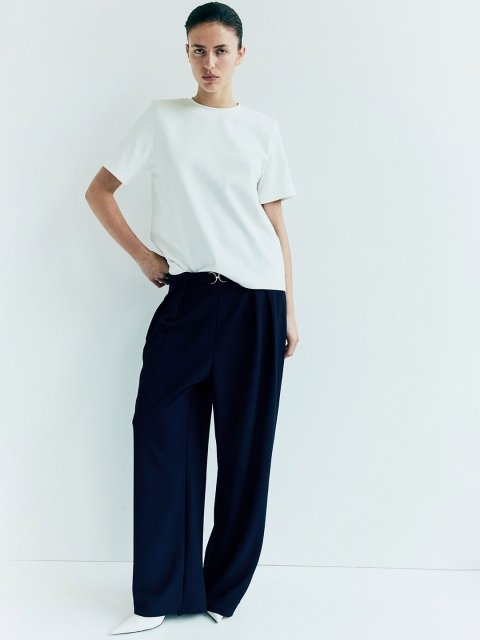 H&M Women Buckle-Detail Tailored Trousers