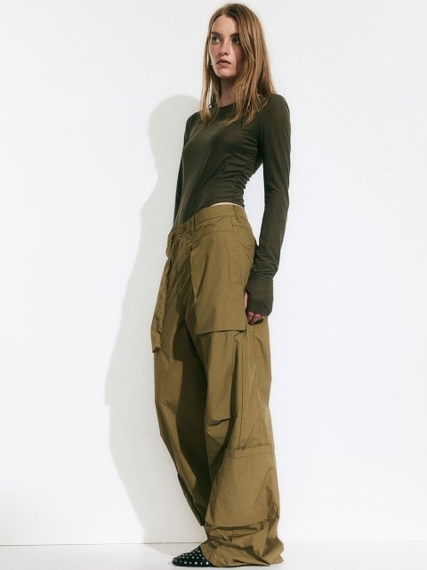 H&M Women Cotton Cargo Trousers