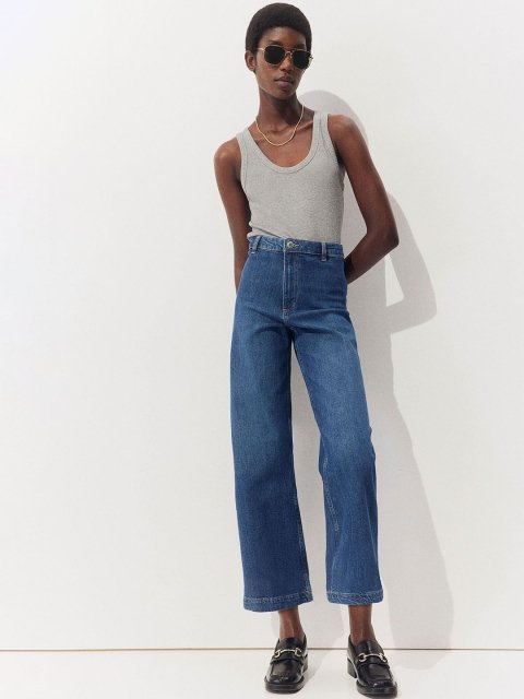 H&M Women Cropped Twill Trousers