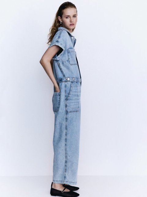 H&M Women Denim Boiler Jumpsuit