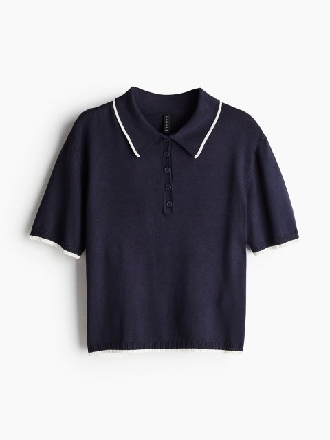 H&M Women Fine-Knit Polo Shirt