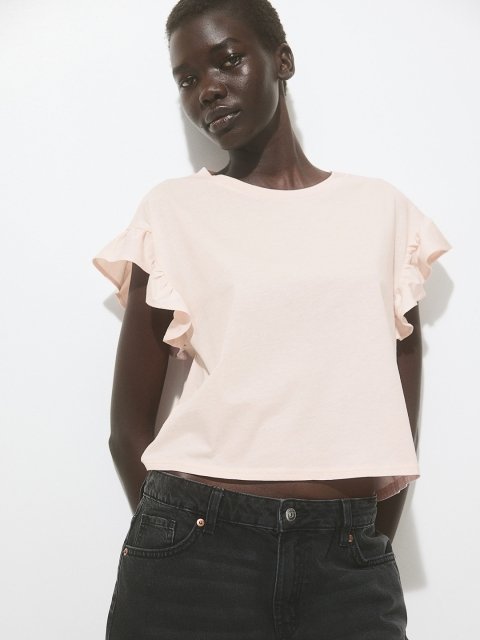 H&M Women Frill-Trim Cotton Top