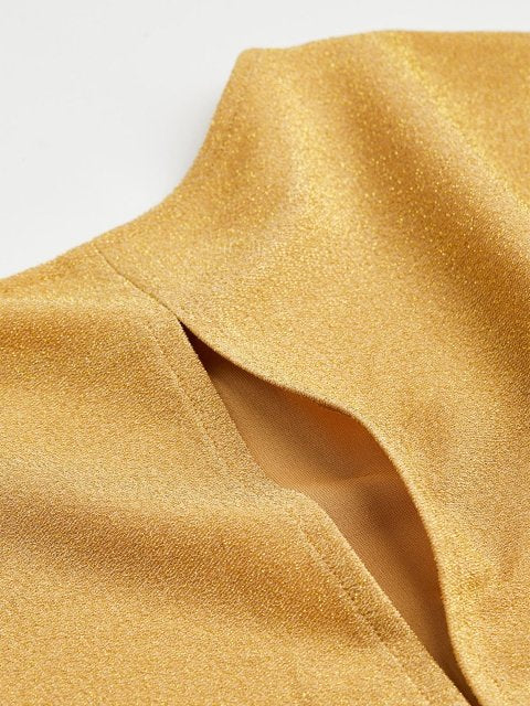 H&M Women Golden Colored Glittery Dress