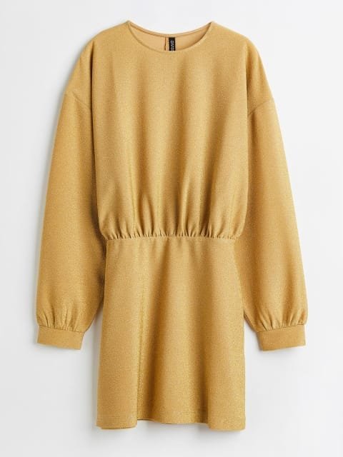 H&M Women Golden Colored Glittery Dress
