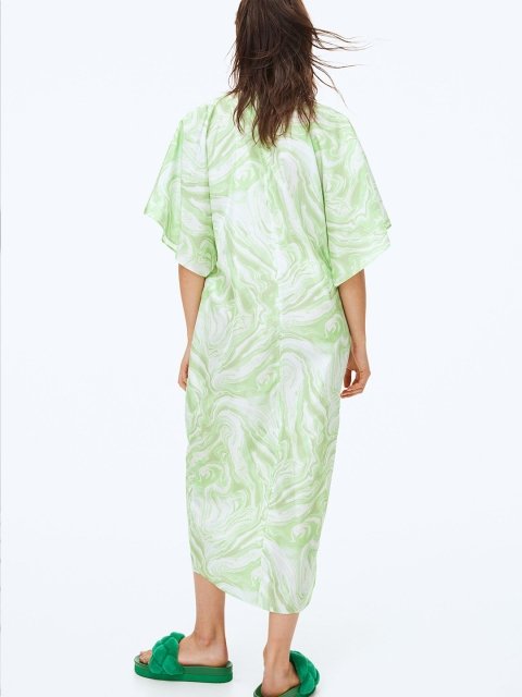 H&M Women Green Printed V-Neck Dress