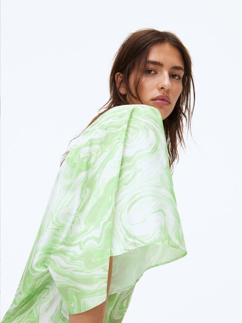 H&M Women Green Printed V-Neck Dress