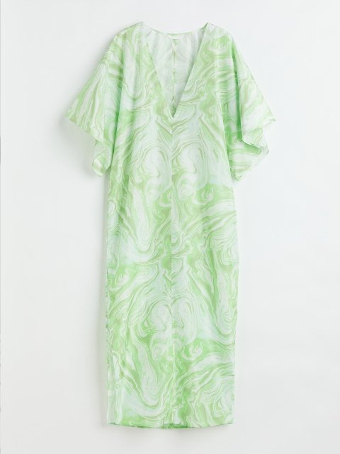 H&M Women Green Printed V-Neck Dress