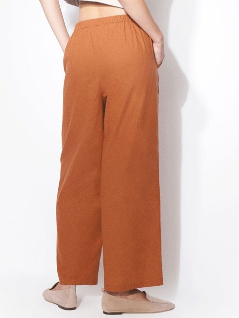 H&M Women High-Rise Cotton Easy Wash Trouser