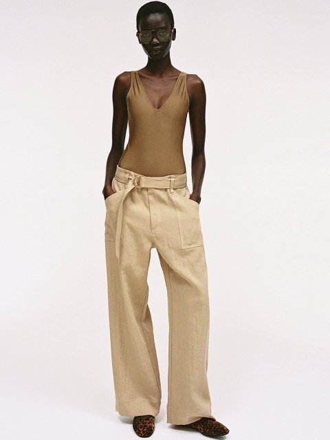 H&M Women High-Rise Wide Belted Trousers