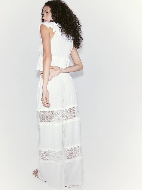 H&M Women Lace-Insert Crepe Trousers