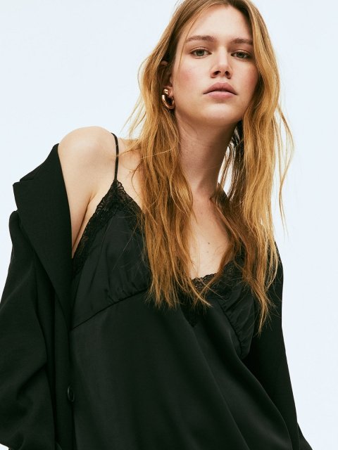 H&M Women Lace-Trimmed Slip Dress