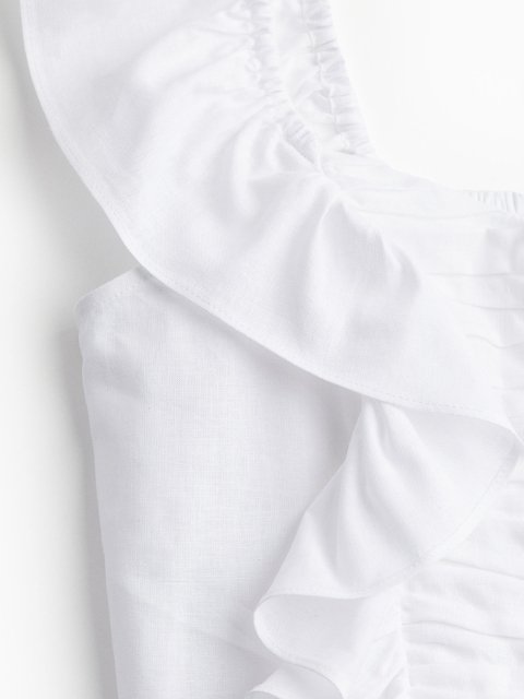 H&M Women Linen-Blend Cropped Blouse