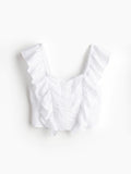 H&M Women Linen-Blend Cropped Blouse