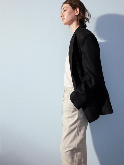 H&M Women Linen-Blend Joggers