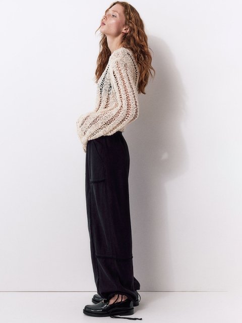 H&M Women Linen-Blend Parachute Trousers