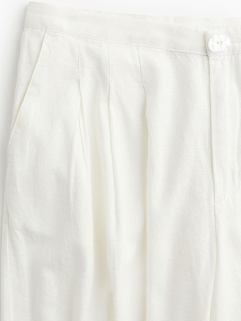 H&M Women Linen-Blend Tailored Trousers