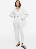 H&M Women Linen-Blend Tapered Trousers