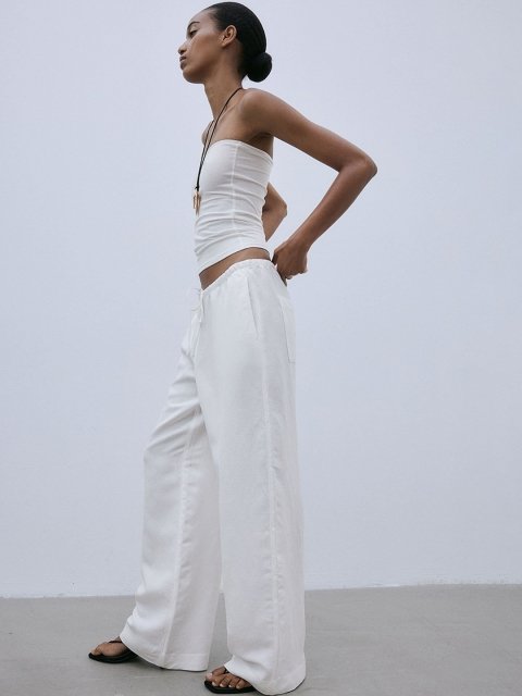H&M Women Linen-Blend Trousers