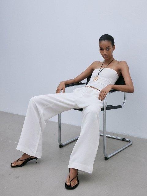 H&M Women Linen-Blend Trousers