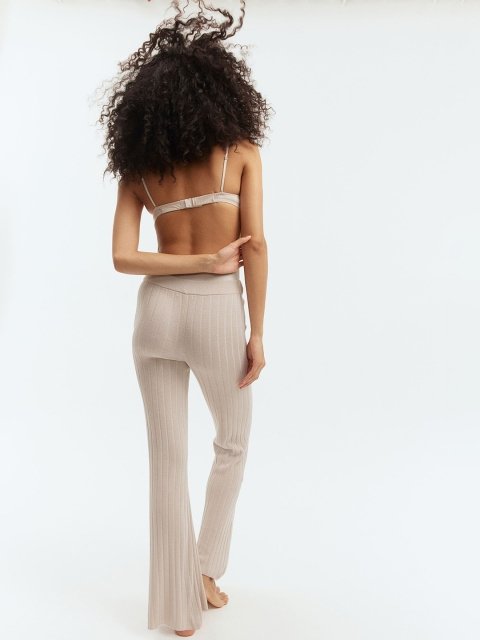 H&M Women Mid-Rise Flared Rib Knit Trousers