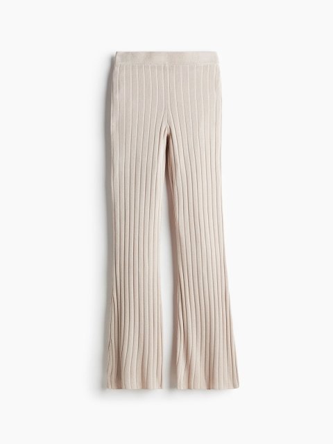 H&M Women Mid-Rise Flared Rib Knit Trousers