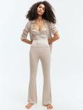 H&M Women Mid-Rise Flared Rib Knit Trousers