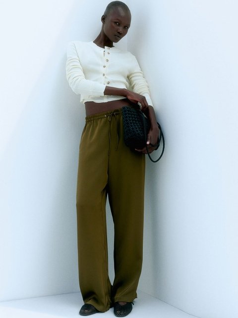 H&M Women Mid-Rise Loose Fit Wide Pull-On Trousers