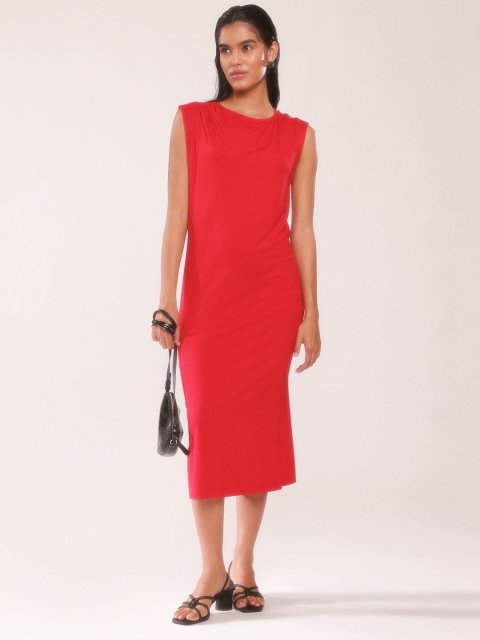 H&M Women Pleat Detailed Column A-Line Dress