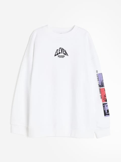 H&M Women Printed Oversized Sweatshirt